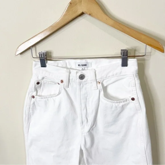 RE/DONE White Distressed 90's High Rise Loose Jeans in White With Rips Size 24 - Picture 4 of 10